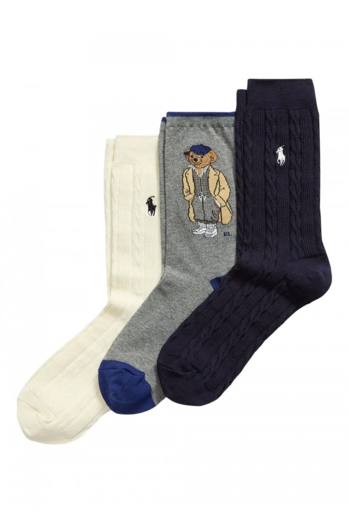 cable-knit bear sock pack