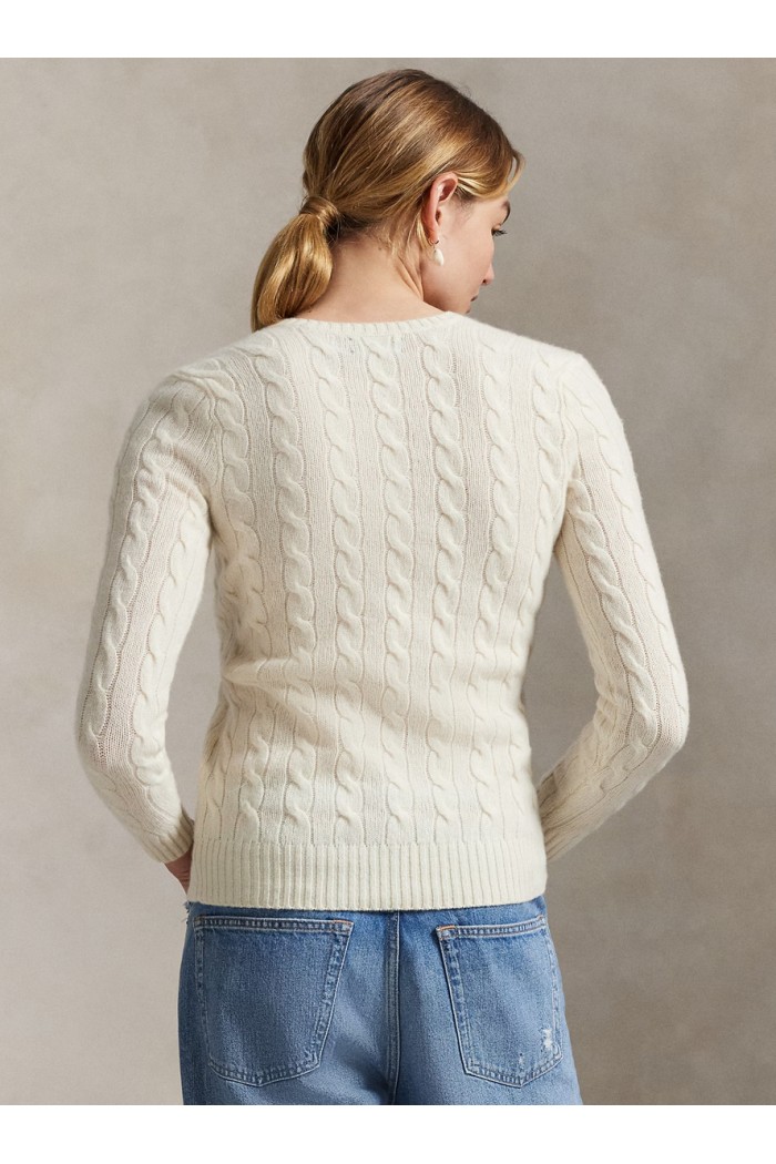 Cable-Knit Wool-Cashmere V-Neck Jumper