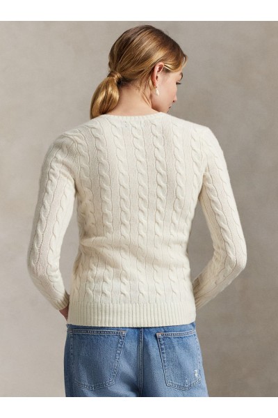 Cable-Knit Wool-Cashmere V-Neck Jumper