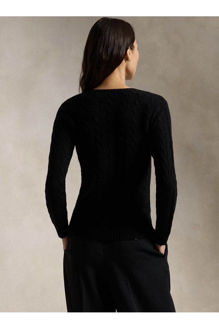 Cable-Knit Wool-Cashmere V-Neck Jumper