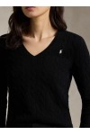 Cable-Knit Wool-Cashmere V-Neck Jumper