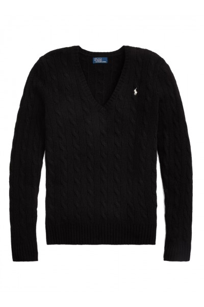 Cable-Knit Wool-Cashmere V-Neck Jumper