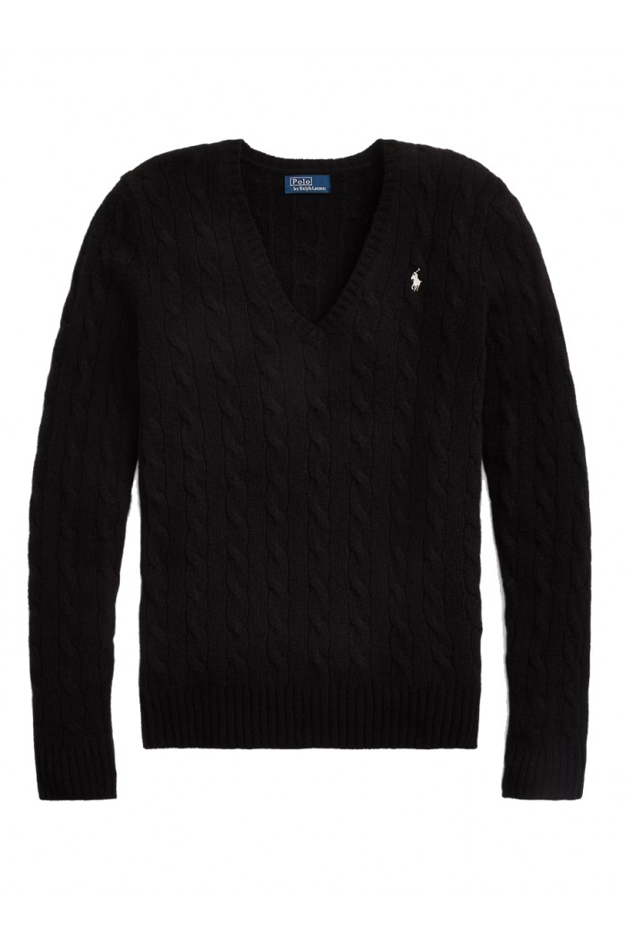 Cable-Knit Wool-Cashmere V-Neck Jumper