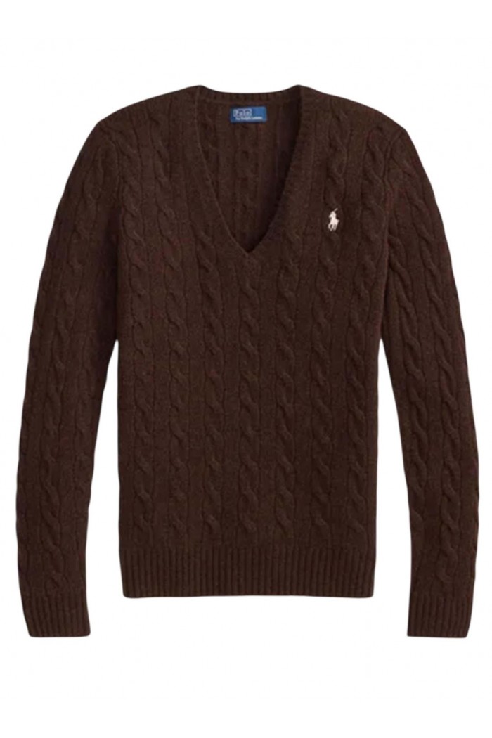 Cable-Knit Wool-Cashmere V-Neck Jumper