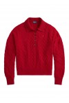 Cable Wool-Cashmere Polo-Collar Jumper