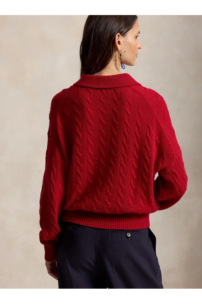 Cable Wool-Cashmere Polo-Collar Jumper