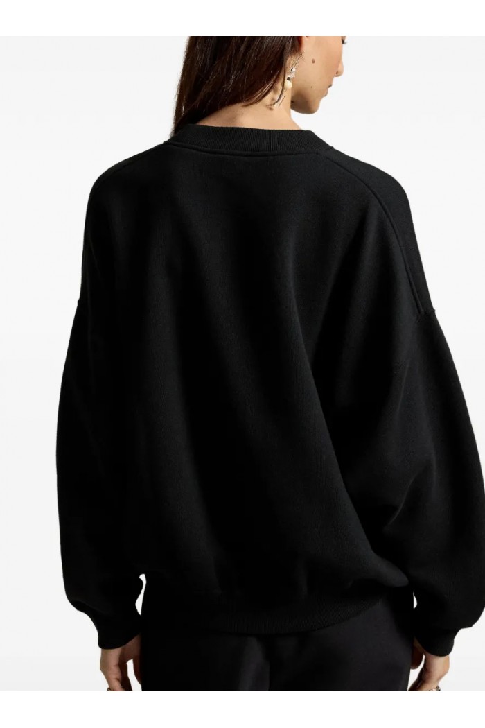 Martini Polo Bear-Patch Fleece Crewneck