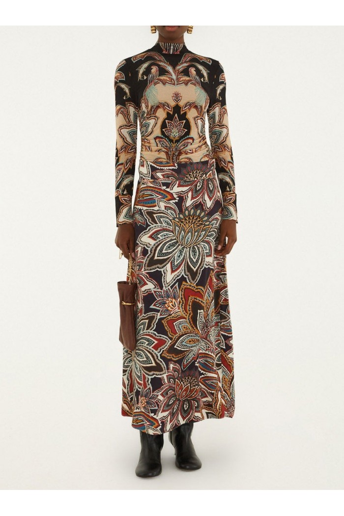 tapestry flowers maxi skirt