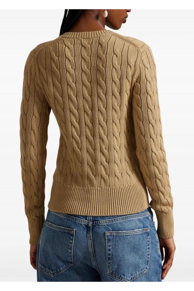 Cable-Knit Cotton Crewneck Cardigan