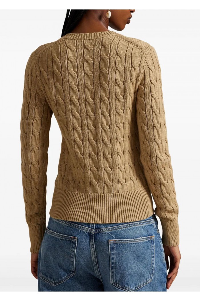 Cable-Knit Cotton Crewneck Cardigan