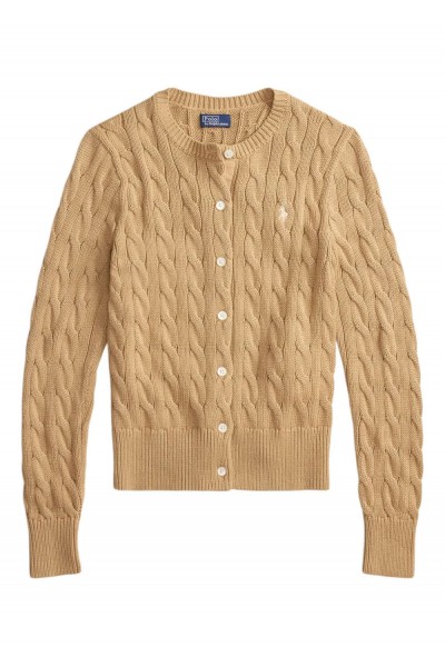 Cable-Knit Cotton Crewneck Cardigan