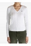 Cable-Knit Cotton V-Neck Jumper
