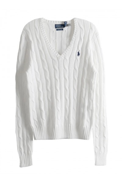 Cable-Knit Cotton V-Neck Jumper