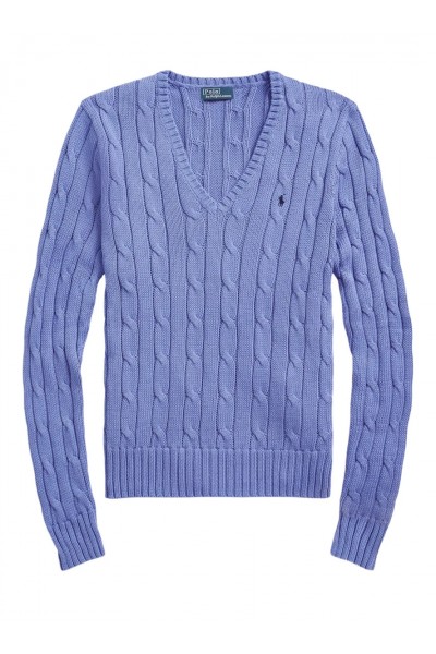 Cable-Knit Cotton V-Neck Jumper