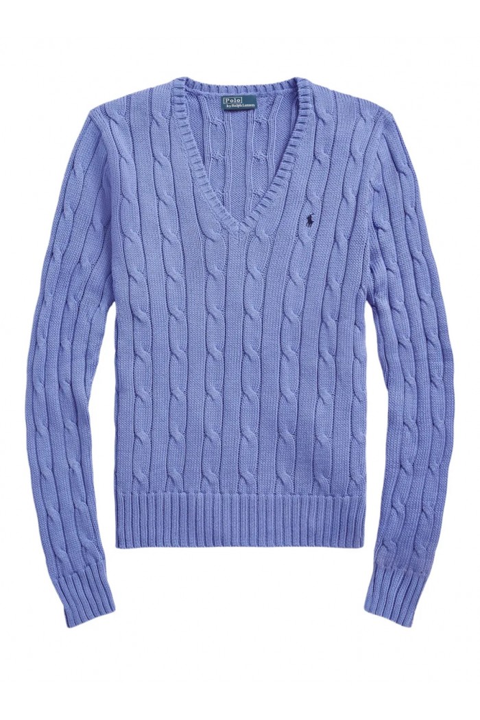 Cable-Knit Cotton V-Neck Jumper