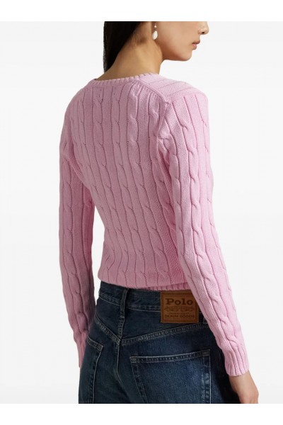 Cable-Knit Cotton V-Neck Jumper