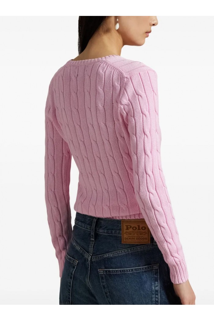 Cable-Knit Cotton V-Neck Jumper