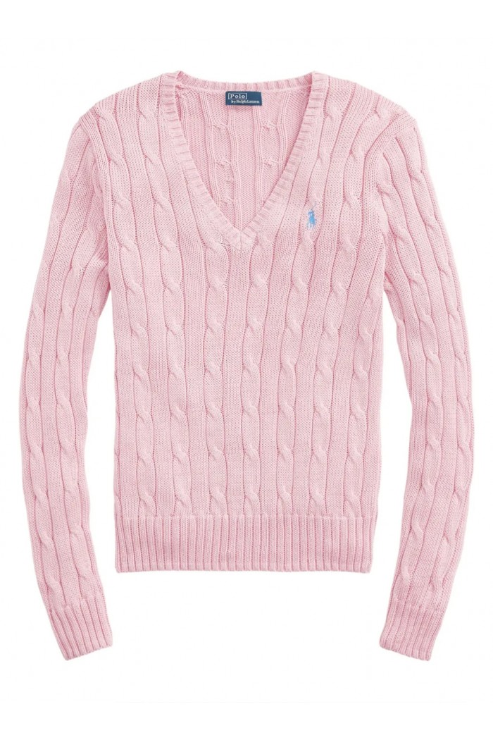 Cable-Knit Cotton V-Neck Jumper
