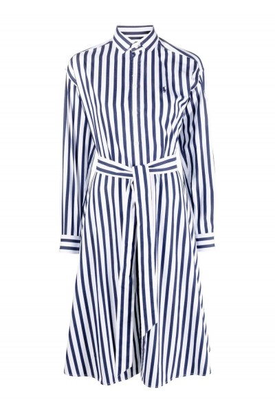 Belted Striped Cotton Shirtdress