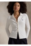 Buttoned-Placket Long-Sleeve Polo Shirt