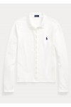 Buttoned-Placket Long-Sleeve Polo Shirt