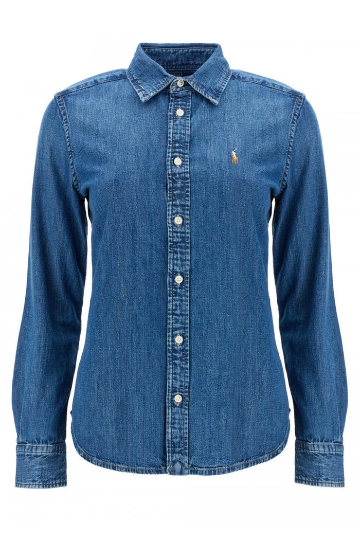 slim fit denim shirt