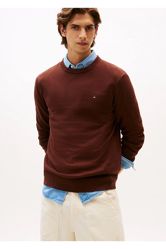 Crew Neck Jumper With Cashmere