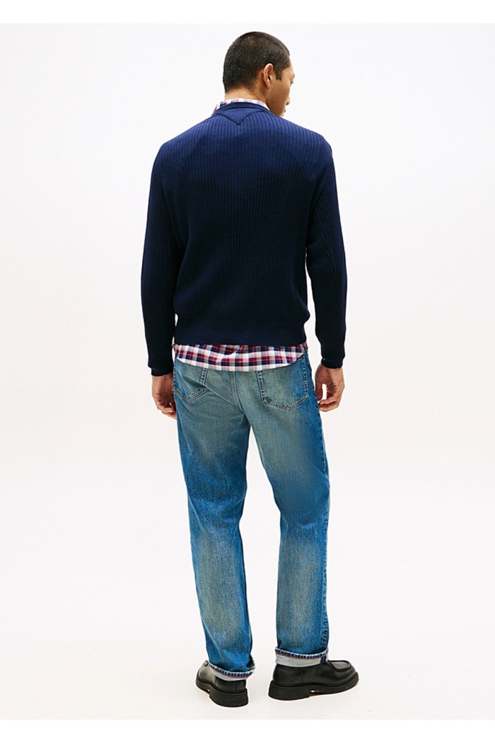 Rib-Knit Crew Neck Jumper With Cashmere