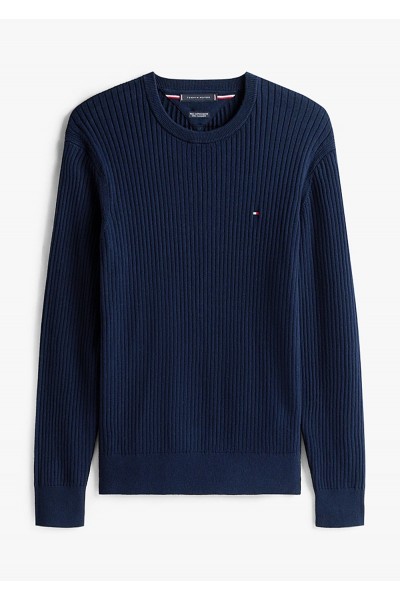 Rib-Knit Crew Neck Jumper With Cashmere