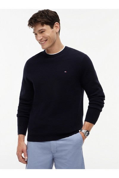 Embroidery Textured Crew Neck 