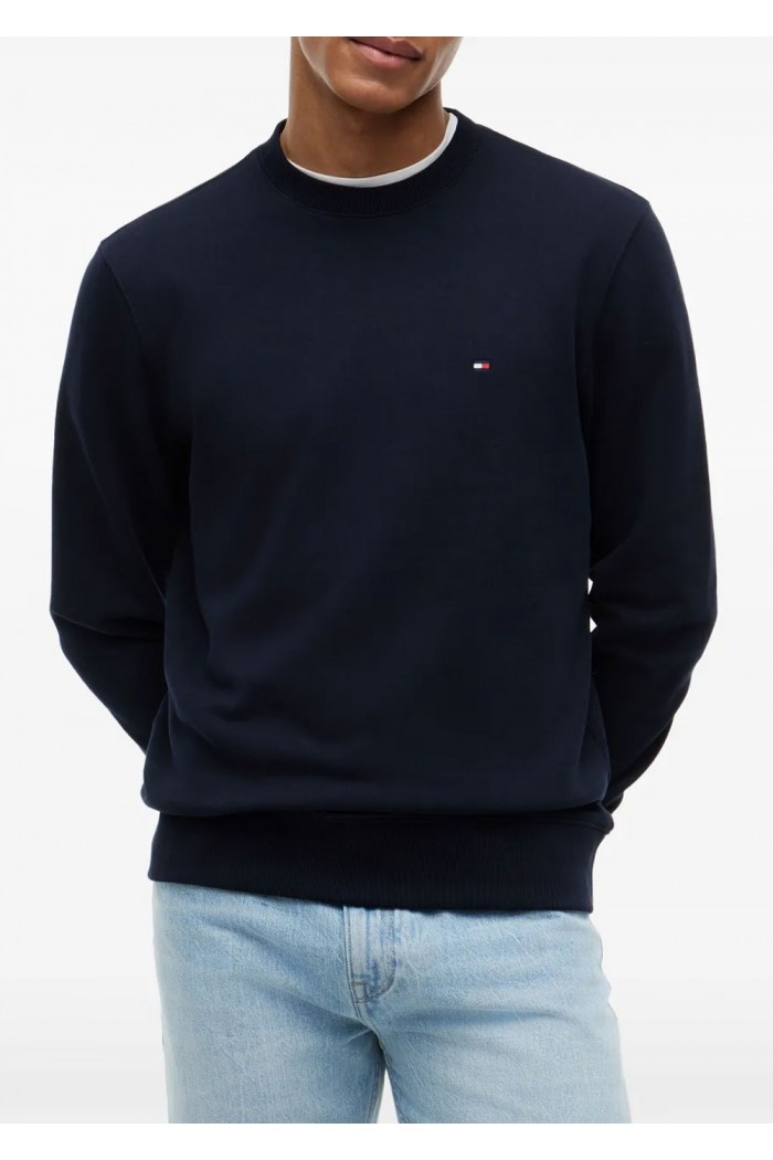 Flag Embroidery Terry Crew Neck Sweatshirt