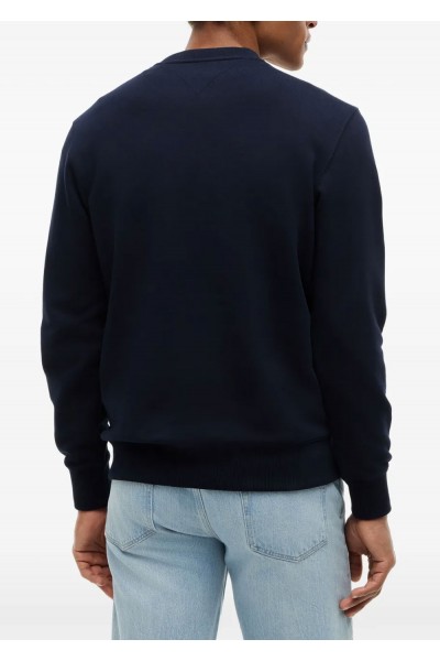 Flag Embroidery Terry Crew Neck Sweatshirt