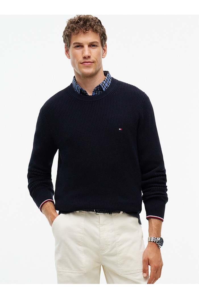 Tipped Cuff Crew Neck Jumper
