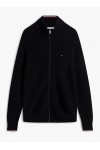 Tipped Cuff Ribbed Zip-Thru Jumper