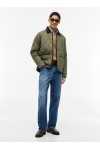 Corduroy Trim Quilted Jacket Green Corduroy Trim Quilted Jacket Green