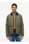 Corduroy Trim Quilted Jacket Green Corduroy Trim Quilted Jacket Green