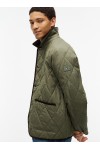 Corduroy Trim Quilted Jacket Green Corduroy Trim Quilted Jacket Green