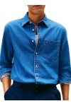 Regular Fit Flag Embroidery Denim Shirt