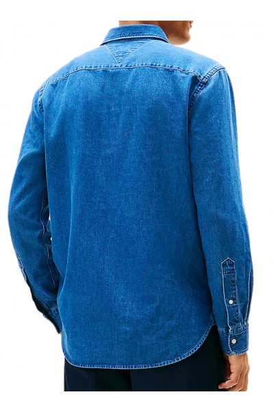 Regular Fit Flag Embroidery Denim Shirt