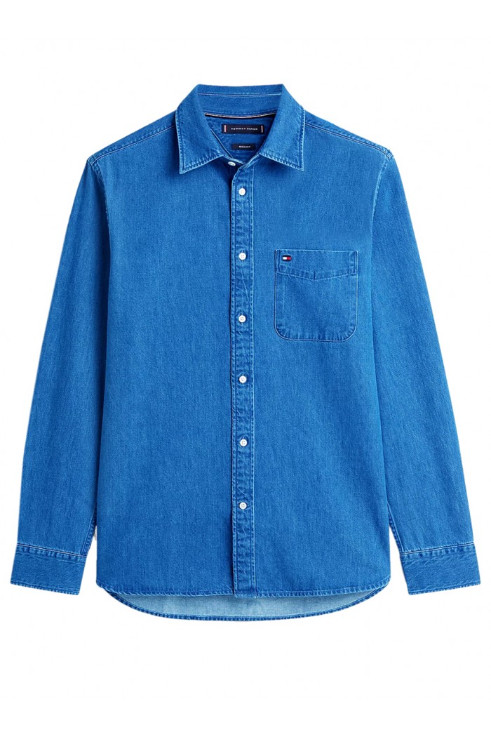 Regular Fit Flag Embroidery Denim Shirt