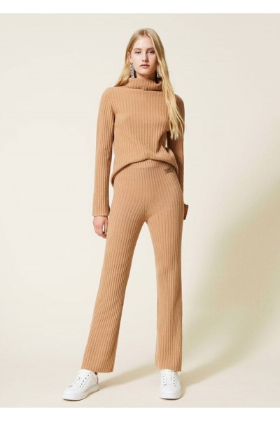 WOOL CASHMERE KNIT TROUSERS