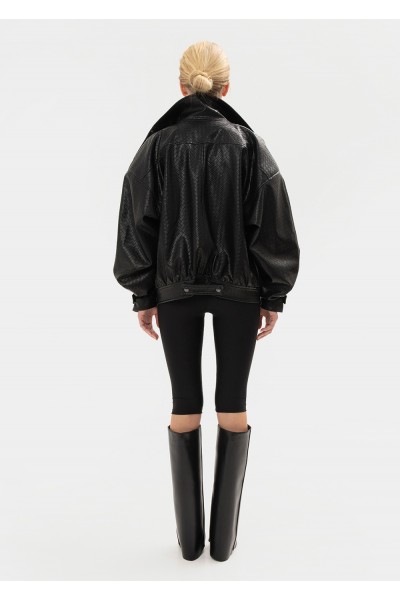 PANAMA WEAVE BLACK BOMBER JACKET PANAMA WEAVE BLACK BOMBER JACKET