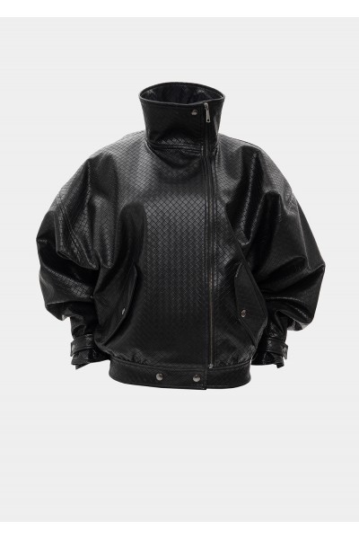PANAMA WEAVE BLACK BOMBER JACKET PANAMA WEAVE BLACK BOMBER JACKET