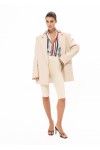 CREME FAUX LEATHER BLAZER 