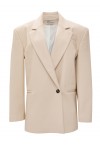 CREME FAUX LEATHER BLAZER 
