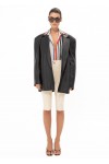 BLACK FAUX LEATHER BLAZER
