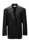 BLACK FAUX LEATHER BLAZER