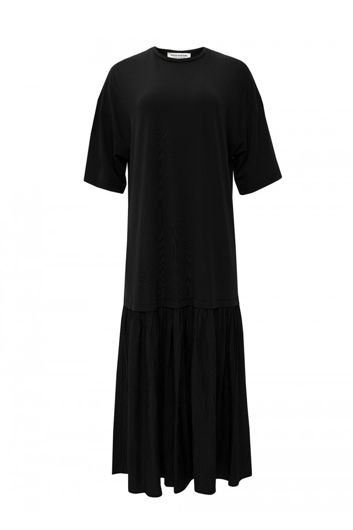 BLACK MIDI COTTON DRESS