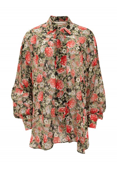 RED FLORAL OS SHIRT