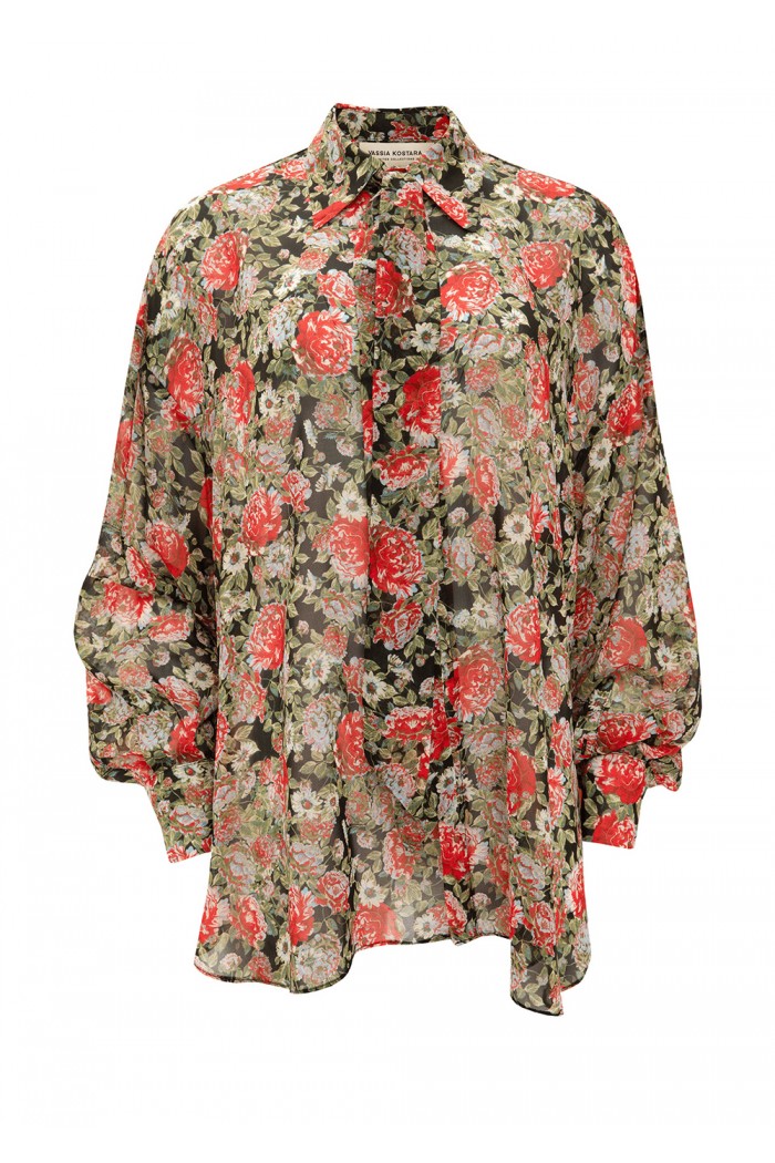 RED FLORAL OS SHIRT